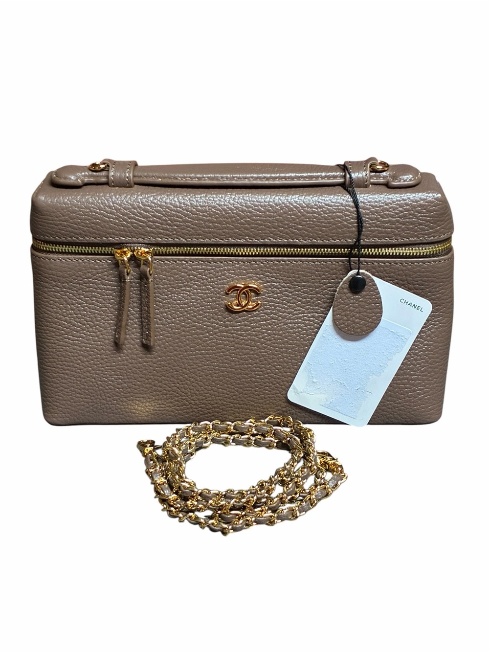 Double C 2026 Slim Vanity Case With Top Handle And Chain For Crossbody Brown